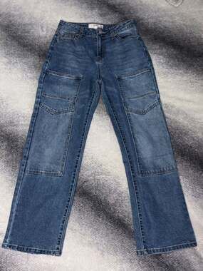 Love Cult Denim Knee Panel Patch Straight Leg Jeans Size 7